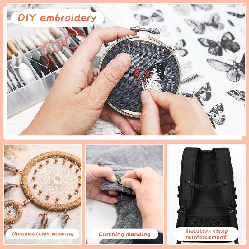 JUPEAN 14 Skeins Black Embroidery Floss: Embroidery Thread 120 Yards Friendship Bracelet String Cross Stitch Cotton Yarn for DIY Bracelet Making - Image 4